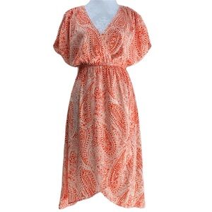 Needle & Thread Orange & White Paisley Midi Dress - Size Small (will fit Medium)